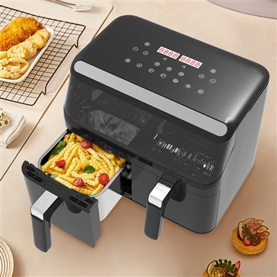 Double Pot Air Fryer ak gwo kapasite